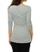 uxcell Women Cowl Neck Long Sleeves Buttons Decor Ruched Top Light Grey M