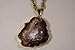 Agate Pendant Jewelry, Geode Slice, a Unique Polished Natural Stone from Brazil, with a Center of Druzy Crystals, Medium Size Between 1 1/4