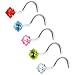 18 Gauge Stainless Steel Diamond CZ Nose Ring Pack