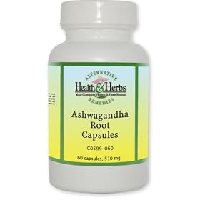 Alternative Health & Herbs Remedies Ashwagandha Root Capsules, 60-Count Bottle