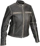 River Road Womens Drifter Leather Motorcycle Jacket Small S