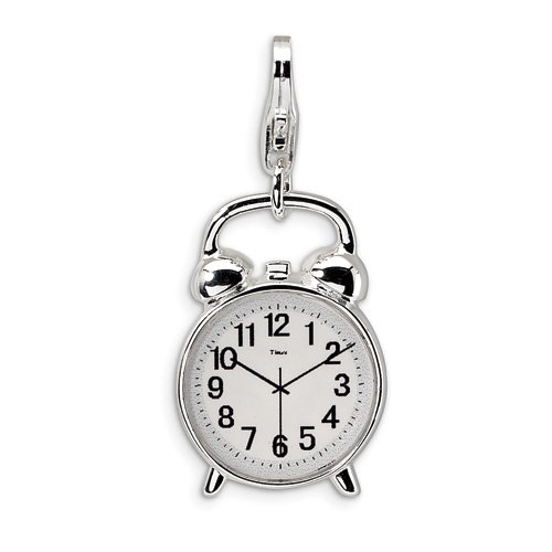 Amore La Vita Sterling Silver 3-D Alarm Clock Charm with Lobster Clasp