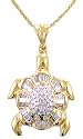 10k Gold Overlay Sterling Silver 1/7 cttw Diamond Turtle Pendant