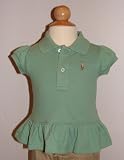 Ralph Lauren Girls Mallorie Cap Sleeve Polo Shirt with Ruffle Hem and Multi-colored Polo Pony Logo