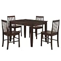Furniture online: Walker Edison 5-Piece Solid Wood Dining Set, Espresso