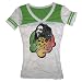 Bob Marley / Catch A Fire - Football Style Womens T-Shirt in White/Green