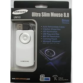 Samsung UM 10- Patented Wheel Key Wired Mouse with Auto Retractable USB Cable for use with Windows 98SE/ ME/2000/ XP/Vista