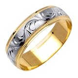 Paisley Swirl Fancy Women's 6 mm 14K Two Tone Gold Wedding Band