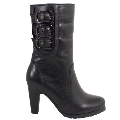 Xelement LU8001 Womens Fashion 3-Buckle Motorcycle Boots - 9 1/2