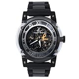 ToyWatch Men's Skeleton Automatic Watch XR01BK Clear Dial, Steel, Rubber Strap