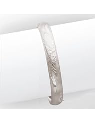14k Gold 7/16 WG Florentine Engraved Hinged Bangle