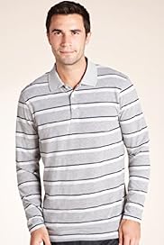 Blue Harbour Soft Touch Long Sleeve Fine Striped Polo Shirt