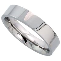 Stainless Steel 5 mm (3/16 in.) High Polish Comfort Fit Flat Wedding Band / Thumb Ring (Available in Sizes 5 to 12), size 7