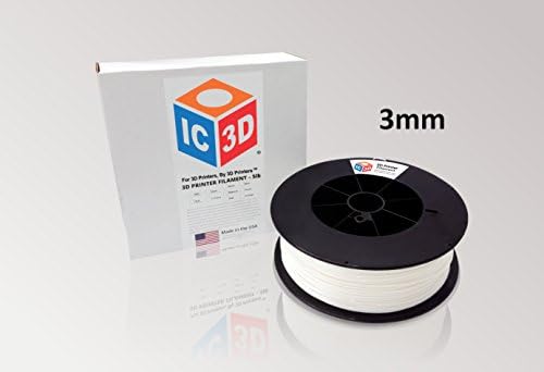 IC3D White 2.85mm PLA 3D Printer Filament - 2.5 kg Spool - Dimensional Accuracy +/- 0.05mm - Professional Grade 3D Printing Filament - Made in USA