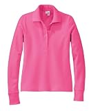 District Threads - Ladies Long Sleeve Stretch Pique Sport Shirt (DT301LS), M, Island Pink