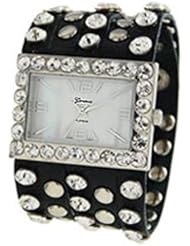 Designer Inspired Studded Multi Strap Button Watch