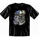 geil bedruckte T-Shirt mit Indianer Motiv / W&ouml;lfe und Indianerdorf !