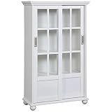 Altra Aaron Lane Bookcase with Sliding Glass Doors, White