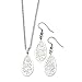 Stainless Steel Floral Teardrop Wire Earrings and title=