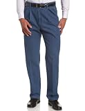 Haggar Men's Work To Weekend Expandable Waist Pleated Denim Trouser