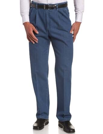 Amazon.com: Haggar Men's Big& Tall Expandable-Waistband Pleat-Front Denim Pant: Clothing