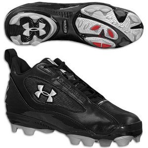 Under Armour Clutch Mid TPU Molded Baseball Cleats, Black/Black, 12