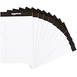 AmazonBasics Narrow Ruled 5 x 8-Inch Writing Pad - White (50 sheets per pad, 12 pack)