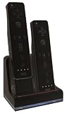GreyMobiles TWIN Controller Charger Dock Stand & 2x Rechargeable Battery Pack For Nintendo Wii Remote (BLACK EDITION - COMPATIBLE WITH AND WITHOUT WII MOTION PLUS)