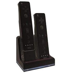 GreyMobiles TWIN Controller Charger Dock Stand & 2x Rechargeable Battery Pack For Nintendo Wii Remote (BLACK EDITION – COMPATIBLE WITH AND WITHOUT WII MOTION PLUS)