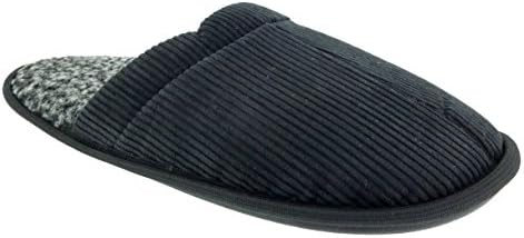 Men's Corduroy Slippers with Sherpa Lining - BLK-M