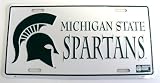 NCAA Michigan State University Spartans White 6 x 12 Embossed Aluminum License Plate