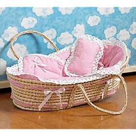 Moses Basket Set (Blue, White, or Pink)