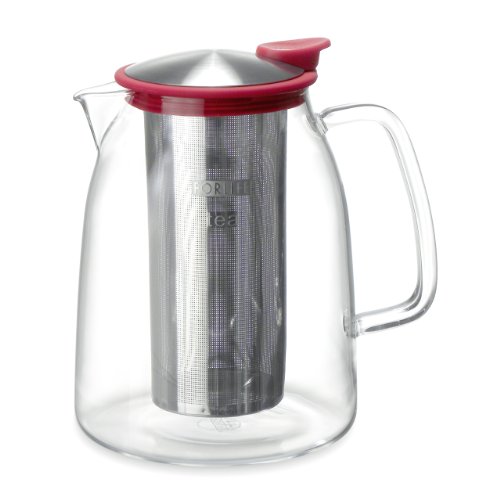 FORLIFE Mist Iced Tea Jug with Basket Infuser, 68-Ounce, Red