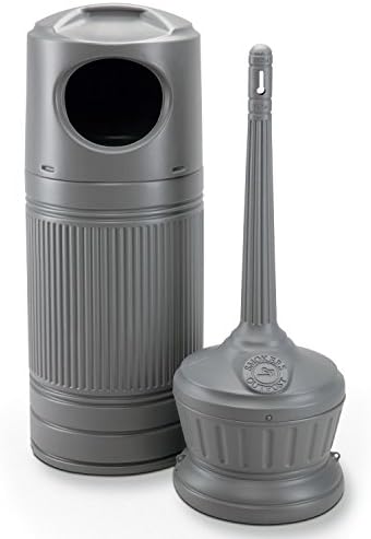 Standard Gray Smokers Pole Ash Tray and Garbage Trash Waste Bin Combination