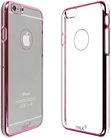 Impsl iPhone6 Plus Case, Italk [Slim Fit] Metal Clear [Shining Edge] For iPhone 6 Plus [ 5.5-Inch] Clear-Pink
