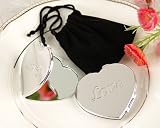 “Love” Heart-Shaped Compact Mirror in Black Velvet Pouch – Baby Shower Gifts & Wedding Favors