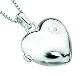 D for Diamond Sterling Silver P2548 Girls Diamond Set Heart Locket