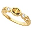 14K Yellow Gold Golden Topaz and Diamond Ring