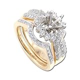 14K Yellow Gold Diamond Wedding Set Semimount