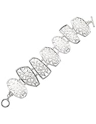925 Sterling Silver Abstract Shape Cut-Out Bracelet with High-Polish Edges- 7 IN