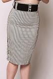 Switchblade Stiletto Waist Skirt Striped Pencil Skirt Medium - XL