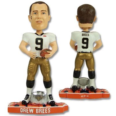 New Orleans Saints Rare 8inch NFL Super Bowl Drew Brees Championship ring base bobblehead