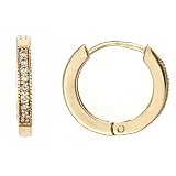 Pave Diamond Huggie Hoop Earring 14k Yellow Gold (0.15 Cttw, SI Clarity, H Color)