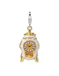 Sterling Silver Gold plated Enamel Anniversary Clock with Lobster Charm
