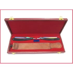 Titanium Razor Gift set with 2 x Titanium razors, 1 x Leather Strop and re-sharpening Paste. Complete with How To Shave Instructions.