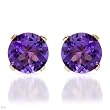 Stud Earrings With 1.70ctw Genuine Amethysts Crafted in Yellow Gold