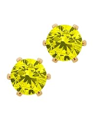 1.60 Ct Canary SI1-SI2 Diamond Brass Yellow Gold Plated Brass Stud Earrings