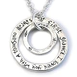 Sterling Silver Plated Open Circle Necklace: At First Glance I Loved You With a Thousand Hearts