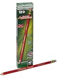 Dixon Ticonderoga Erasable Checking Pencils, Eraser Tipped, Pre-Sharpened, Set of 12, Carmine Red (14259)