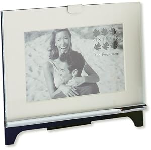 Horizontal Chalkboard Style Metal and Black Picture Frame With Metal Clip 6x8